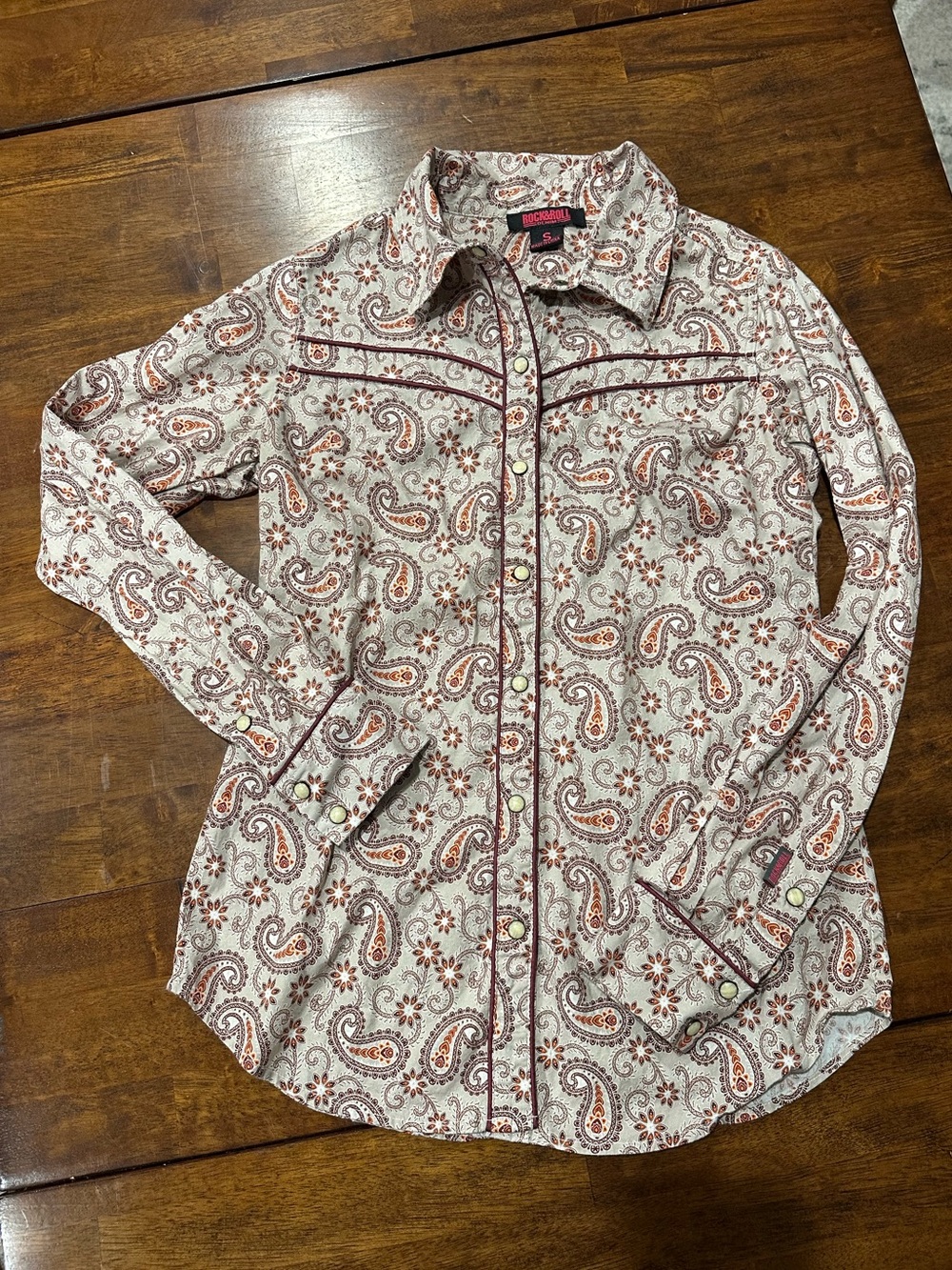 Rock & Roll Denim Paisley Pearlsnap